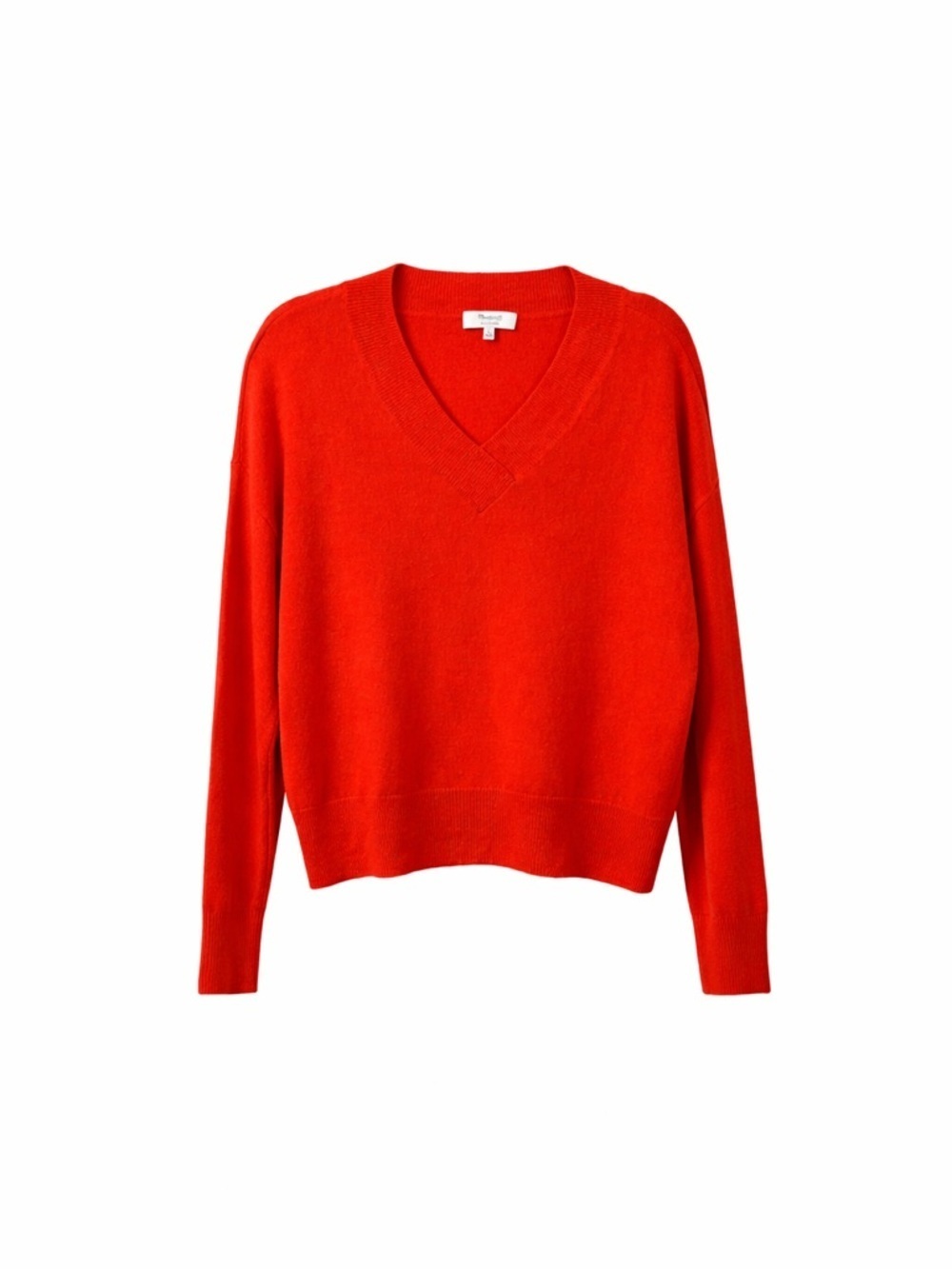 Madewell Women’s Orange,Cashmere,V-Neck Long Sleeve Sweater.Size- Medium